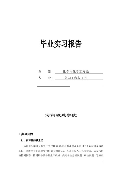 化学工程与工艺毕业实习报告