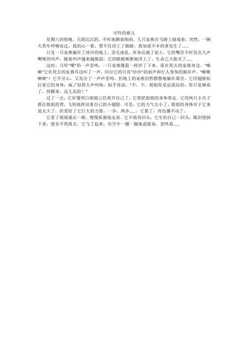 可怜的燕儿_小学作文