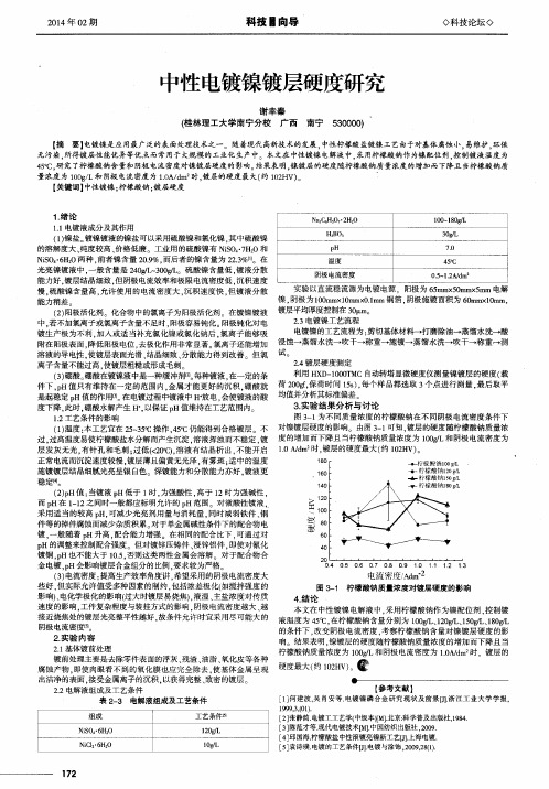 中性电镀镍镀层硬度研究