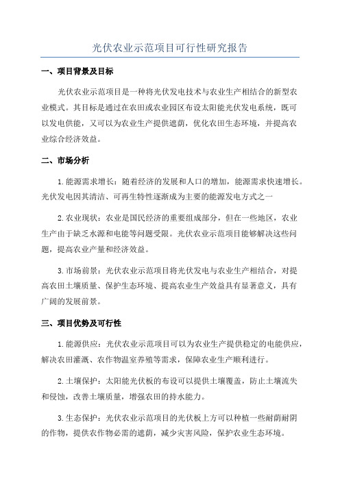 光伏农业示范项目可行性研究报告
