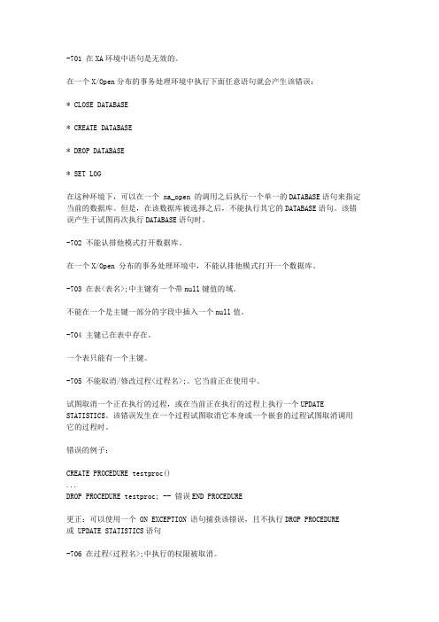 Informix错误代码中文解释(转9)