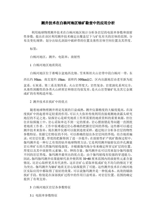测井技术在白杨河地区铀矿勘查中的应用分析