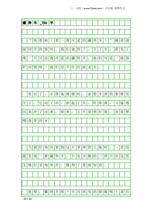 六年级状物作文：藏羚羊_700字