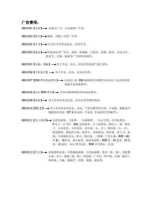 广告费用定义：