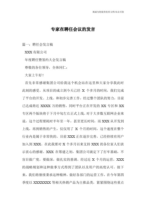 专家在聘任会议的发言