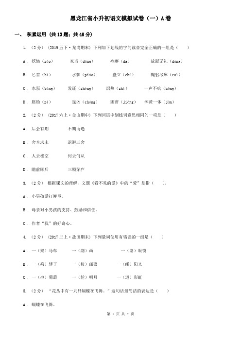 黑龙江省小升初语文模拟试卷(一)A卷