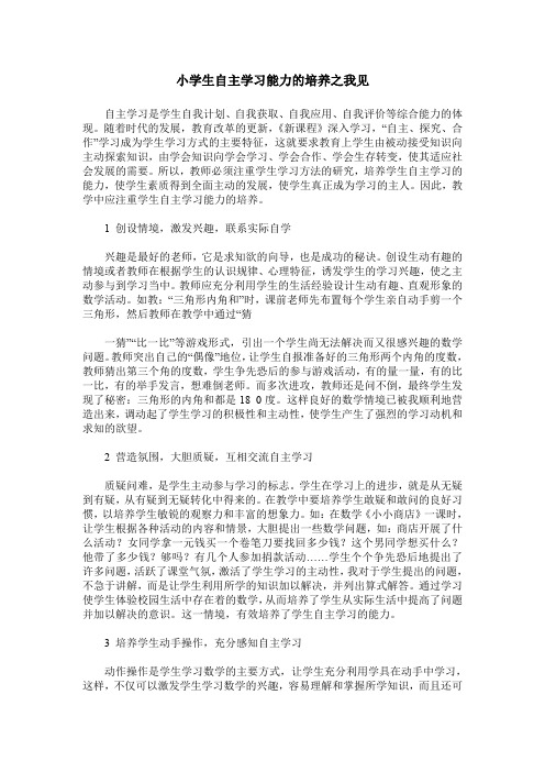 小学生自主学习能力的培养之我见