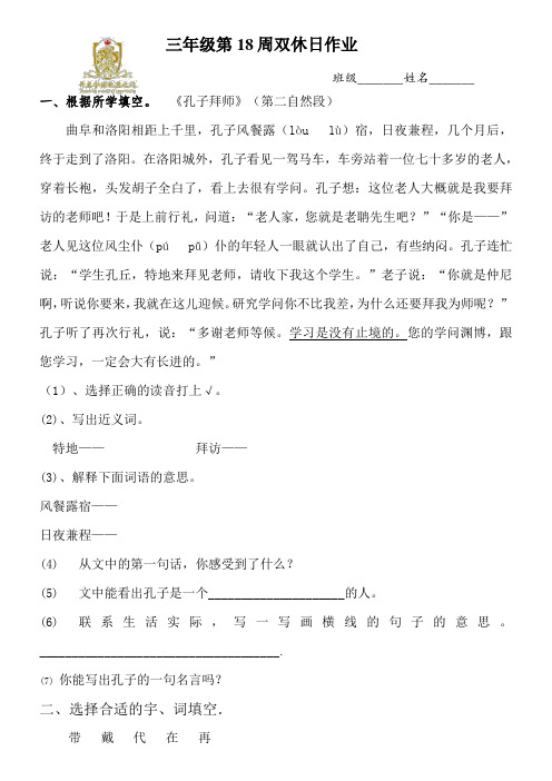 第18周语文周末作业