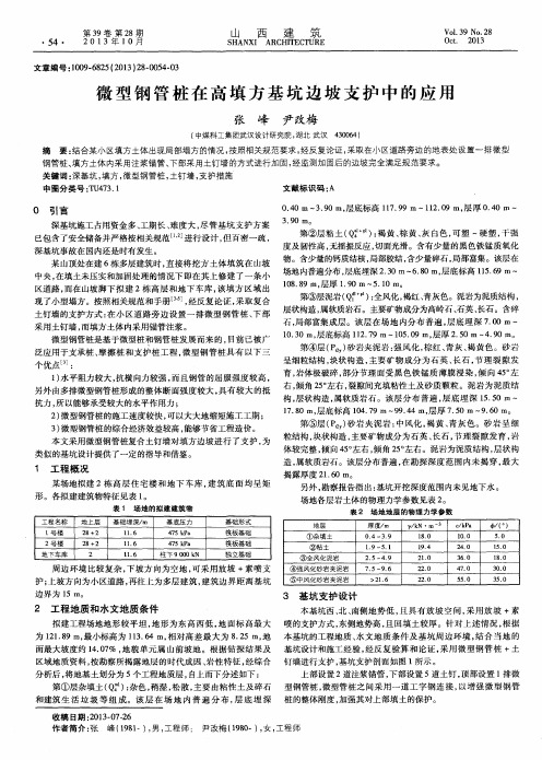 微型钢管桩在高填方基坑边坡支护中的应用