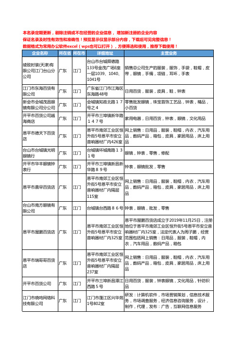 新版广东省江门眼镜钟表工商企业公司商家名录名单联系方式大全32家