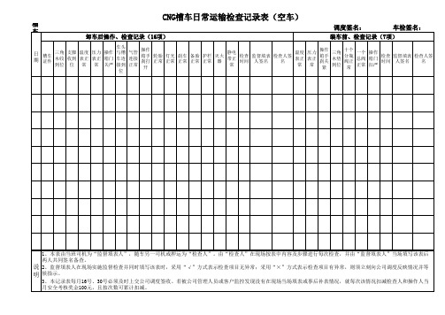 CNG槽车日常检查记录表(空车)