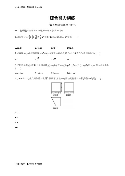 配套K12高考数学(理科,天津课标版)大二轮复习：综合能力训练 含答案