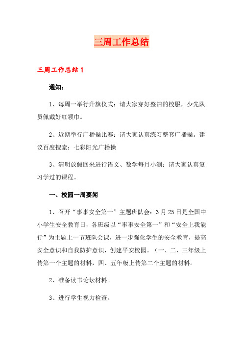 三周工作总结
