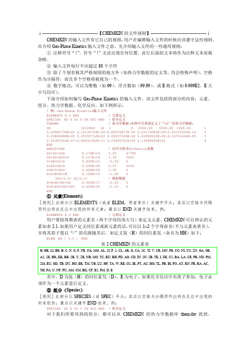 Chemkin 文件的规则
