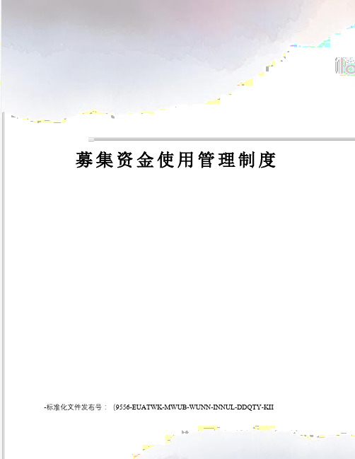 募集资金使用管理制度