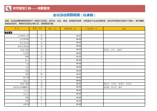 会议活动预算明细(标准详细版)