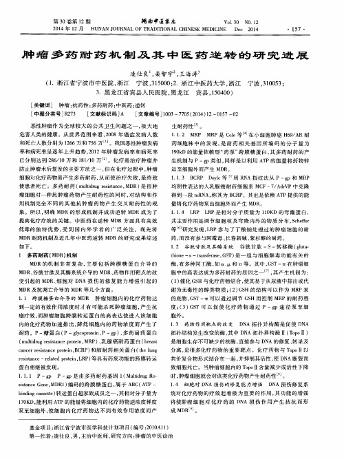 肿瘤多药耐药机制及其中医药逆转的研究进展