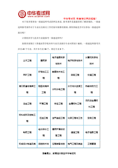 计算机应用专业能报考一级建造师吗