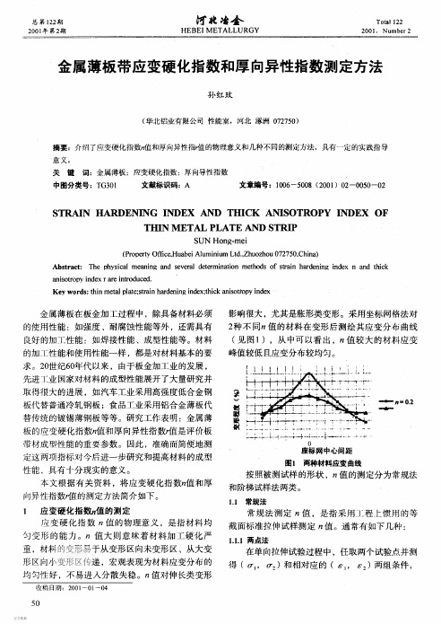 金属薄板带应变硬化指数和厚向异性指数测定方法