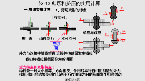剪切和挤压的实用计算PPT课件