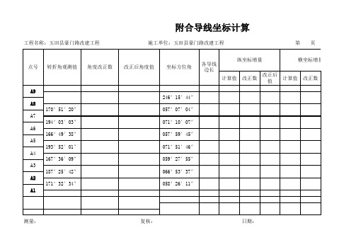 导线复测平差表