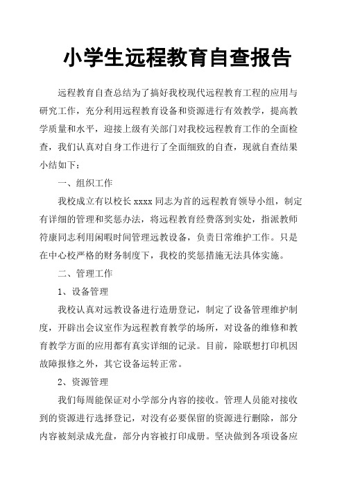 小学生远程教育自查报告