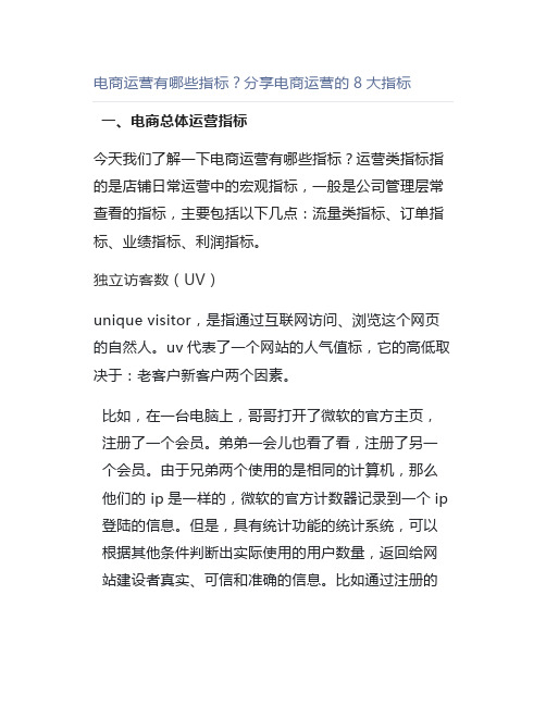 电商运营有哪些指标？分享电商运营的8大指标