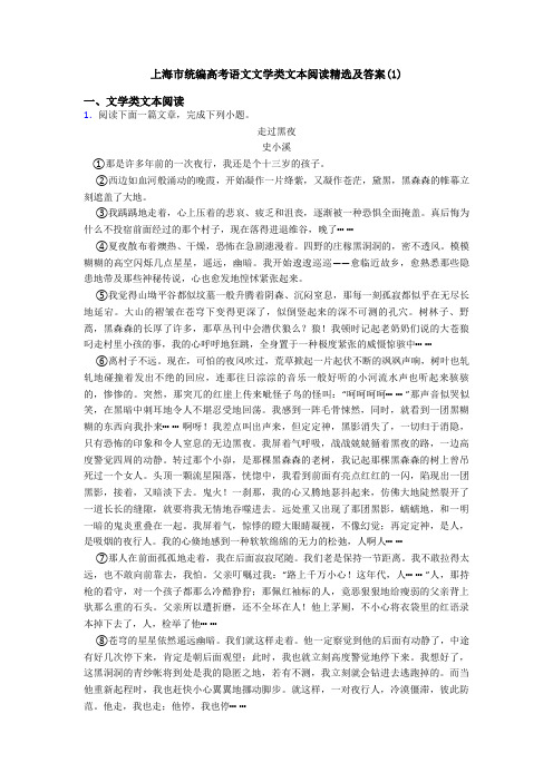 上海市统编高考语文文学类文本阅读精选及答案(1)