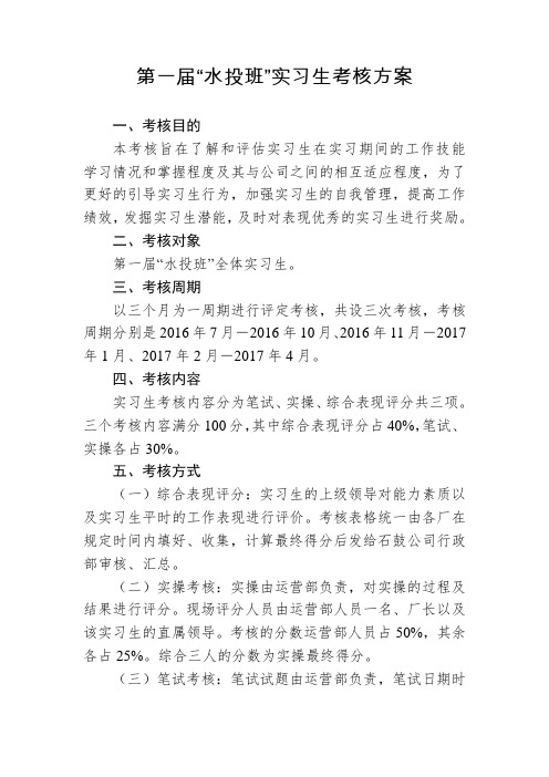 实习生考核方案