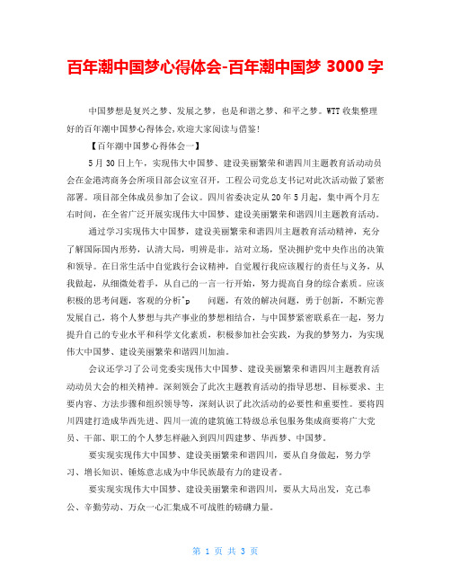 百年潮中国梦心得体会百年潮中国梦3000字