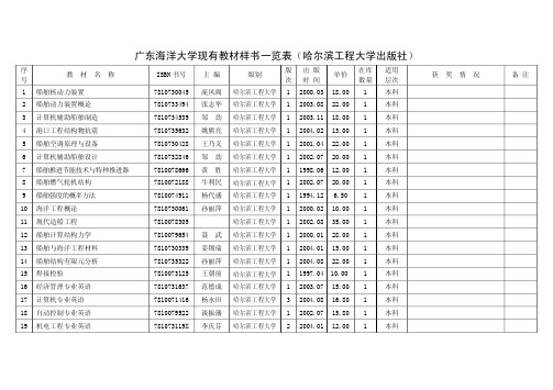 广东海洋大学现有教材样书一览表(哈尔滨工程大学出版社)