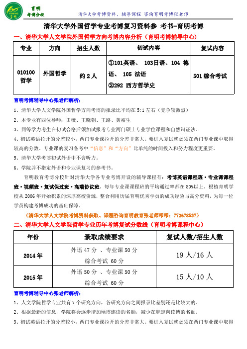 清华大学外国哲学专业考博真题-育明考博