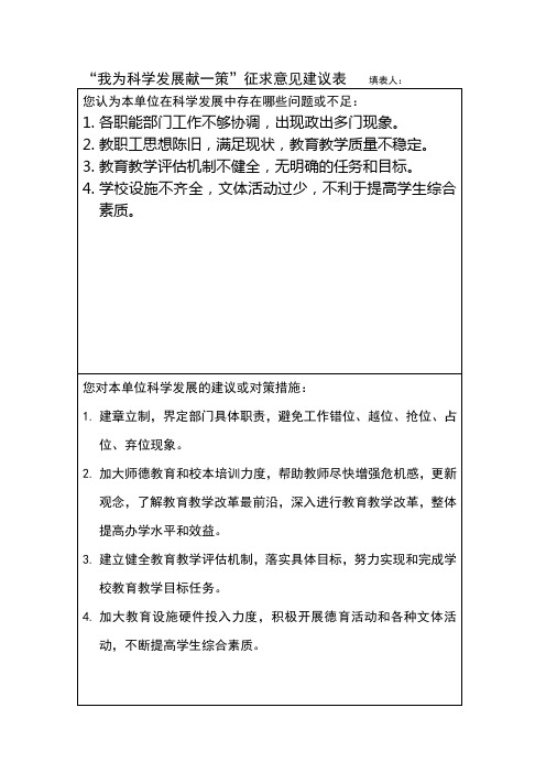 献计献策表