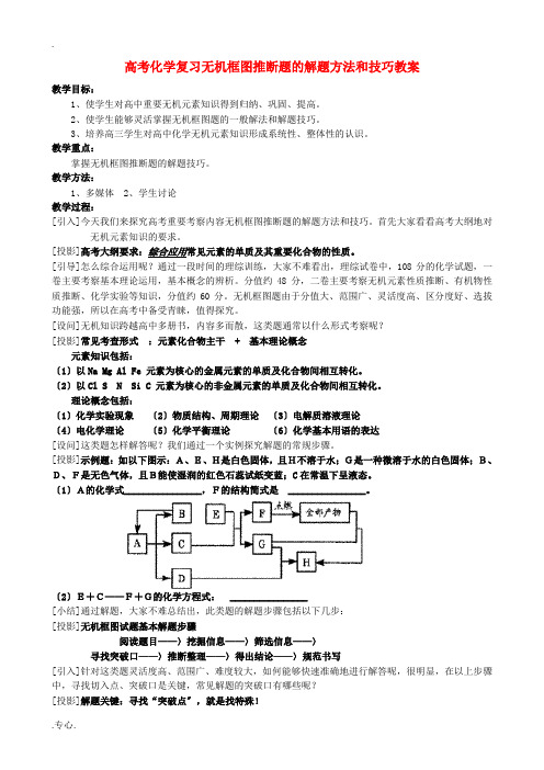 高考化学复习无机框图推断题的解题方法和技巧教案