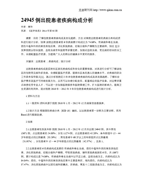 24945例出院患者疾病构成分析