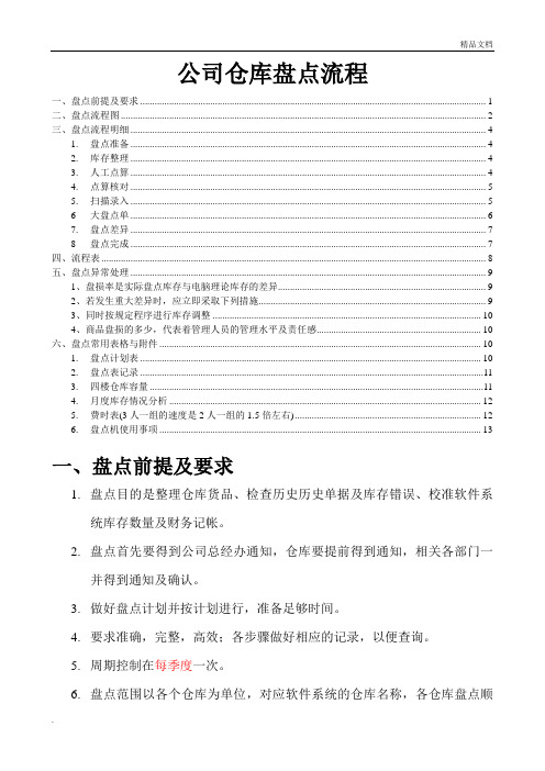 仓库盘点流程与说明,盘点异常处理办法,盘点常用表格