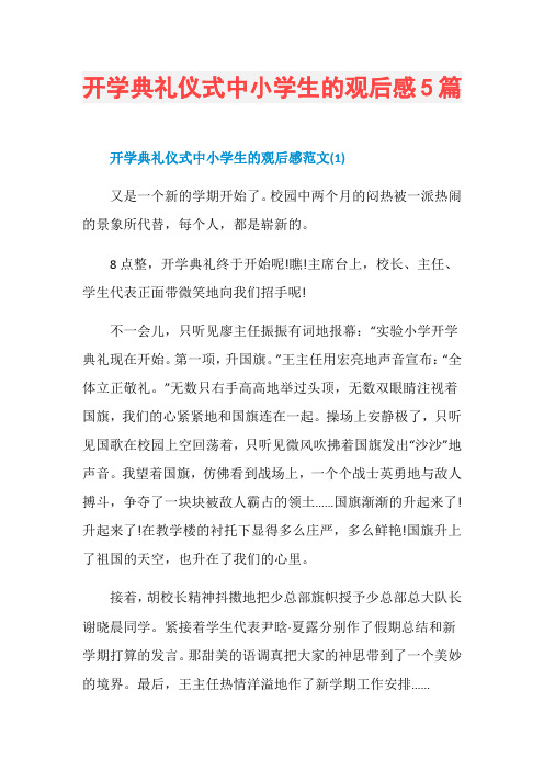 开学典礼仪式中小学生的观后感5篇