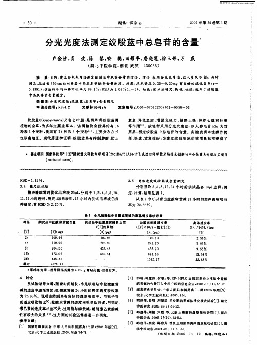 分光光度法测定绞股蓝中总皂苷的含量