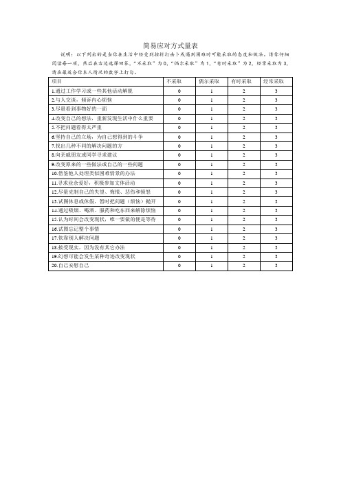 简易应对方式量表