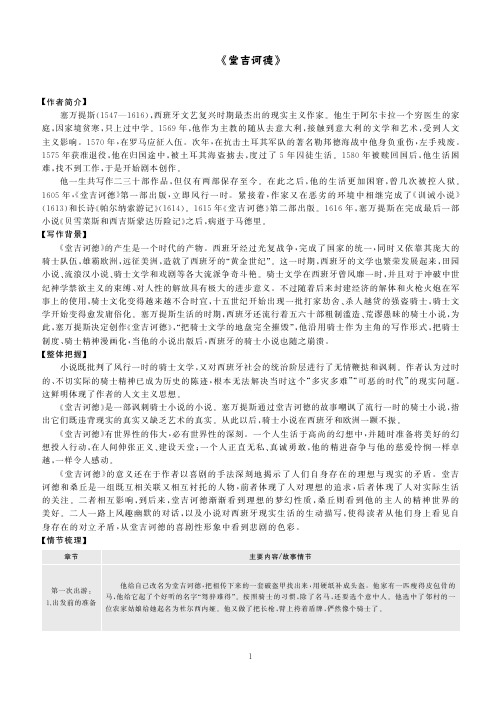 堂吉诃德   名著知识速读速记 (精校版,A4打印)