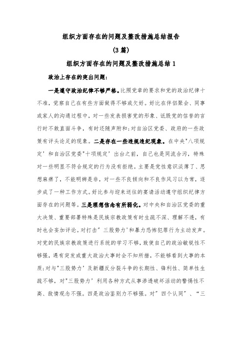 (3篇)组织方面存在的问题及整改措施总结报告