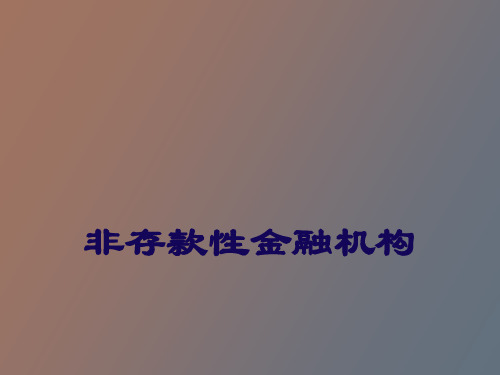 【精品课件】非存款金融机构