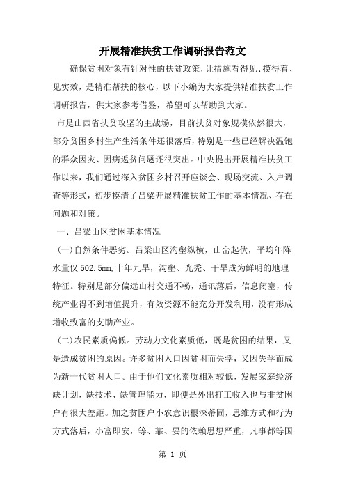开展精准扶贫工作调研报告范文-精选范文