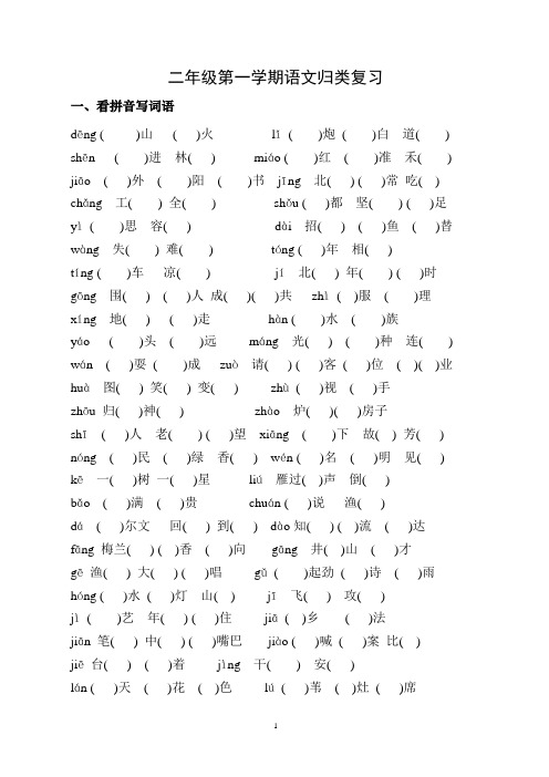 苏教版二年级上册语文复习基础知识