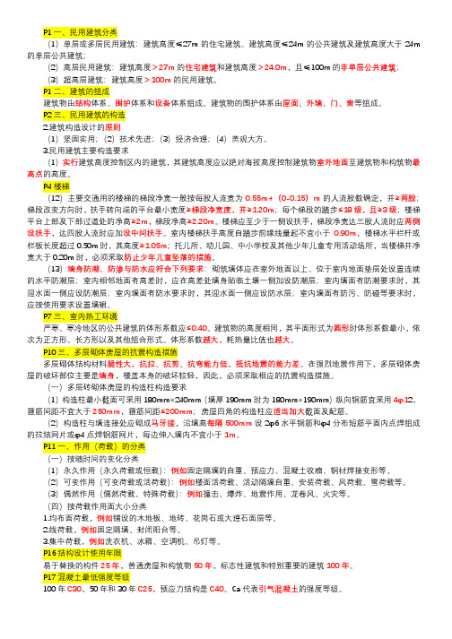 《二建建筑》内部笔记、预测押题知识点汇总