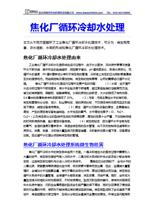 焦化厂循环水处理深度解析—北京邦驰世纪水处理科技有限公司