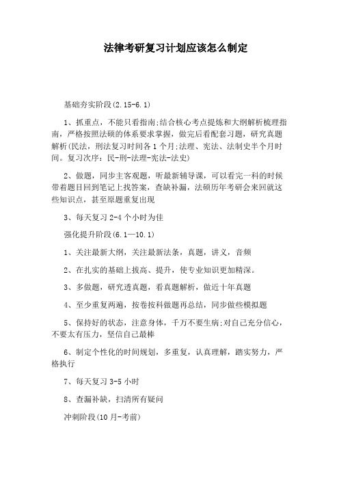 法律考研复习计划应该怎么制定