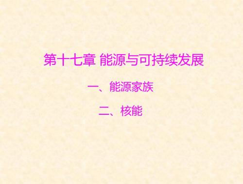 《能源家族》和《核能》 优化训练课件(人教新课标版九年级)