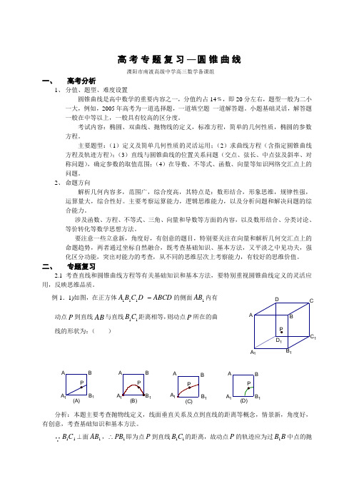 高考专题复习—圆锥曲线