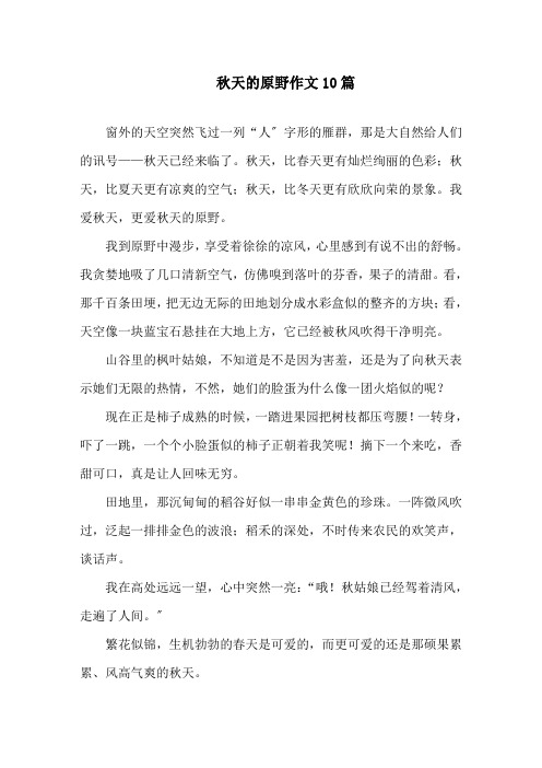 秋天的原野作文10篇精选